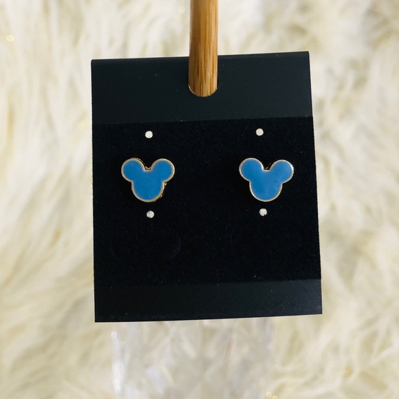 Jewelry - New! 18K Blue Mickey Mouse Stud Earrings
